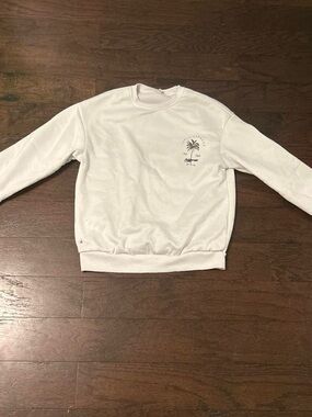 Men's White Palm-Graphic Crewneck Sweatshirt
